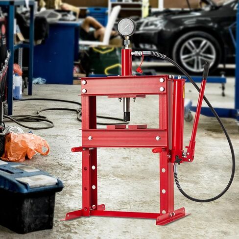 Garvee Hydraulic Press 10 Ton, Hydraulic Shop Press, H Frame Hydraulic Press with 2 Press Plates, Garage Floor Shop Press, Adjustable Work Table Height, Heavy Duty Press, Black in Saudi Arabia
