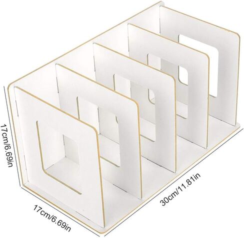 OUKENS Wooden Desktop Bookshelf - Small Bookshelf Organizer for Desk with Multi-Slot Storage, DIY Wood Desktop Storage Rack for Books, Magazines, Office Supplies, White File Organizer (Warm White) in Saudi Arabia