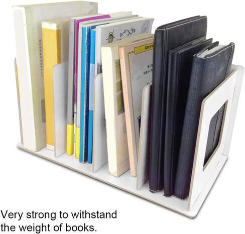 OUKENS Wooden Desktop Bookshelf - Small Bookshelf Organizer for Desk with Multi-Slot Storage, DIY Wood Desktop Storage Rack for Books, Magazines, Office Supplies, White File Organizer (Warm White) in Saudi Arabia