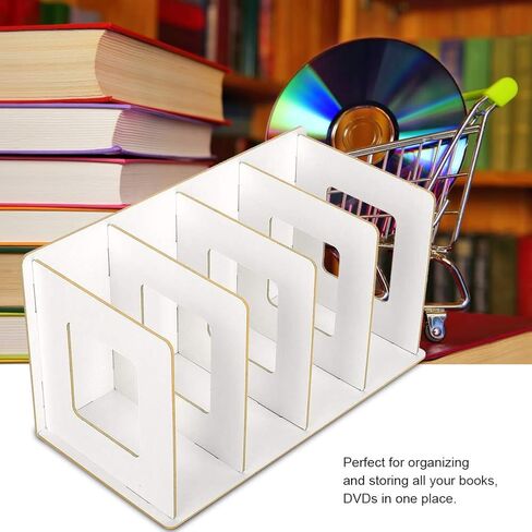 OUKENS Wooden Desktop Bookshelf - Small Bookshelf Organizer for Desk with Multi-Slot Storage, DIY Wood Desktop Storage Rack for Books, Magazines, Office Supplies, White File Organizer (Warm White) in Saudi Arabia