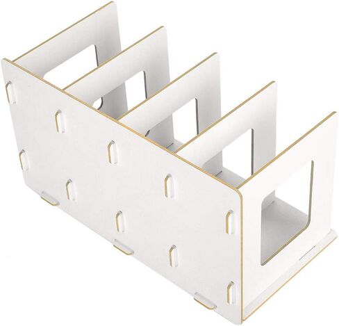 OUKENS Wooden Desktop Bookshelf - Small Bookshelf Organizer for Desk with Multi-Slot Storage, DIY Wood Desktop Storage Rack for Books, Magazines, Office Supplies, White File Organizer (Warm White) in Saudi Arabia