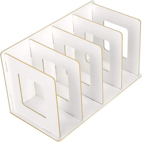 OUKENS Wooden Desktop Bookshelf - Small Bookshelf Organizer for Desk with Multi-Slot Storage, DIY Wood Desktop Storage Rack for Books, Magazines, Office Supplies, White File Organizer (Warm White) in Saudi Arabia