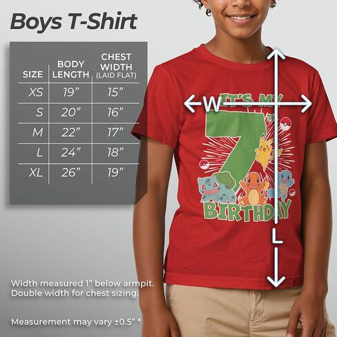 Boys Pokémon Birthday T-Shirt - 7th Birthday It's My 7th Birthday Shirt, Graphic Tee, Official Pokémon Shirt Red in Saudi Arabia