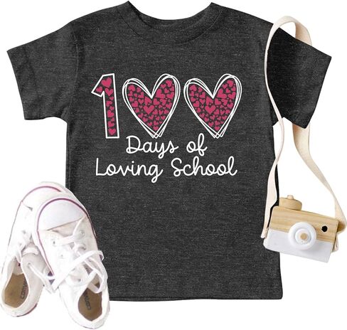 Toddler Boys Girls 100 Days of School Shirt Kids Happy 100th Day of School Tshirt Kindergarten Tee Tops 4y-7y in Saudi Arabia