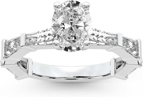 خاتم خطوبة من الألماس من FRIENDLY DIAMONDS Lab Grown للنساء 0.50 قيراط - 6 قيراط معتمد من IGI | باللون الأبيض أو الأصفر أو الذهبي الوردي عيار 14 أو 18 قيراط | خاتم جيزيل بحجر جانبي مدبب | جودة FG-VS1-VS2 in Kuwait