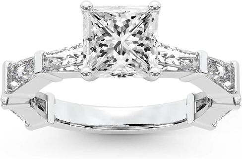 خاتم خطوبة من الألماس من FRIENDLY DIAMONDS Lab Grown للنساء 0.50 قيراط - 6 قيراط معتمد من IGI | باللون الأبيض أو الأصفر أو الذهبي الوردي عيار 14 أو 18 قيراط | خاتم جيزيل بحجر جانبي مدبب | جودة FG-VS1-VS2 in Kuwait