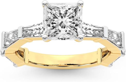 خاتم خطوبة من الألماس من FRIENDLY DIAMONDS Lab Grown للنساء 0.50 قيراط - 6 قيراط معتمد من IGI | باللون الأبيض أو الأصفر أو الذهبي الوردي عيار 14 أو 18 قيراط | خاتم جيزيل بحجر جانبي مدبب | جودة FG-VS1-VS2 in Kuwait