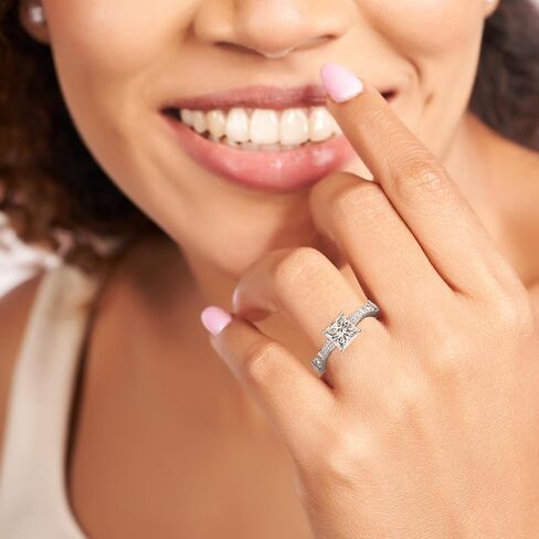 خاتم خطوبة من الألماس من FRIENDLY DIAMONDS Lab Grown للنساء 0.50 قيراط - 6 قيراط معتمد من IGI | باللون الأبيض أو الأصفر أو الذهبي الوردي عيار 14 أو 18 قيراط | خاتم جيزيل بحجر جانبي مدبب | جودة FG-VS1-VS2 in Kuwait