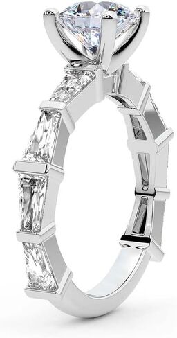 خاتم خطوبة من الألماس من FRIENDLY DIAMONDS Lab Grown للنساء 0.50 قيراط - 6 قيراط معتمد من IGI | باللون الأبيض أو الأصفر أو الذهبي الوردي عيار 14 أو 18 قيراط | خاتم جيزيل بحجر جانبي مدبب | جودة FG-VS1-VS2 in Kuwait