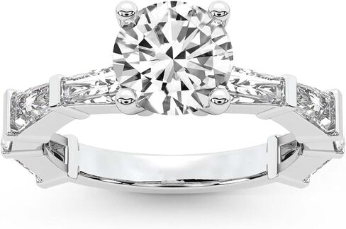 خاتم خطوبة من الألماس من FRIENDLY DIAMONDS Lab Grown للنساء 0.50 قيراط - 6 قيراط معتمد من IGI | باللون الأبيض أو الأصفر أو الذهبي الوردي عيار 14 أو 18 قيراط | خاتم جيزيل بحجر جانبي مدبب | جودة FG-VS1-VS2 in Kuwait
