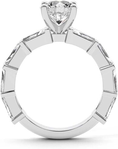 خاتم خطوبة من الألماس من FRIENDLY DIAMONDS Lab Grown للنساء 0.50 قيراط - 6 قيراط معتمد من IGI | باللون الأبيض أو الأصفر أو الذهبي الوردي عيار 14 أو 18 قيراط | خاتم جيزيل بحجر جانبي مدبب | جودة FG-VS1-VS2 in Kuwait