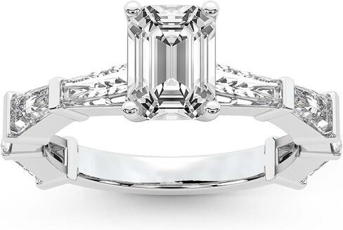 FRIENDLY DIAMONDS Lab Grown Diamond Engagement Ring For Women 0.50 Carat - 6 Carat IGI Certified | In 14K Or 18K in White, Yellow Or Rose Gold | Gizele Tapered Side Stone Ring | FG-VS1-VS2 Quality in Saudi Arabia