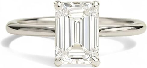 Emerald Cut Moissanite Engagement Ring 14K White Gold Plated Solitaire Promise Ring Alternative Fine Jewelry for Women Best Friend Gift for Her in Saudi Arabia