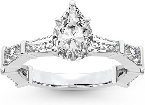 خاتم خطوبة من الألماس من FRIENDLY DIAMONDS Lab Grown للنساء 0.50 قيراط - 6 قيراط معتمد من IGI | باللون الأبيض أو الأصفر أو الذهبي الوردي عيار 14 أو 18 قيراط | خاتم جيزيل بحجر جانبي مدبب | جودة FG-VS1-VS2 in Kuwait