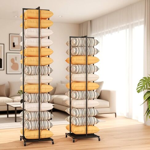 رف تخزين الوسادة، حامل وسادة على الأرض مقاس 77 بوصة، رف عرض الوسادة مع عجلات، حامل وسادة مزخرف لأريكة الأريكة، غرفة النوم، غرفة المعيشة، الفندق، وسادة مركزية، ارتفاع قابل للتعديل in Kuwait
