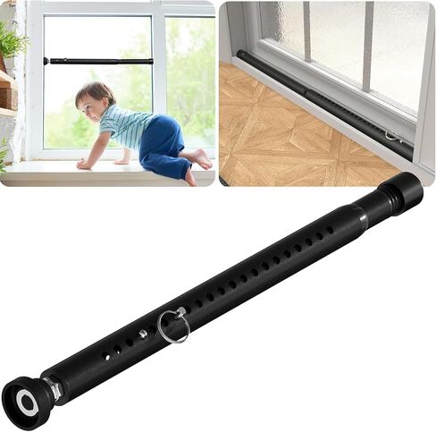 Sliding Door Security Bar 18"-51", Adjustable Sliding Door Lock Security Bar, Window Security Bars Inside for Sliding Glass Door Home Apartment Safety, Burglar Proof - Black in Kuwait