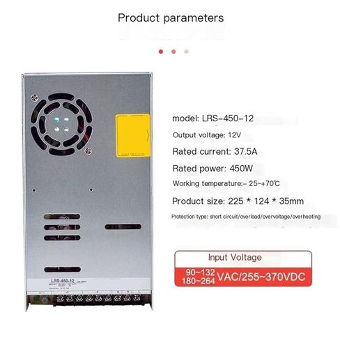 1pcs LRS-450-12 Single Output Switching Power Supply LED Driver 12VDC 37.5A in Saudi Arabia