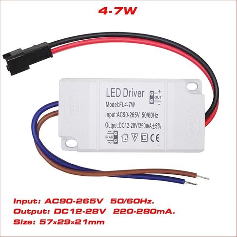 1pcs LED Power Supply 4-7W/8-12W/13-18W 280mA Driver Adapter with AC90-265V Lighting Transformer for LED Panel Light Downlight(4-7W) in Saudi Arabia