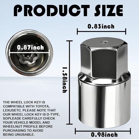 D-Wheel Lock Key Locking Lug Nuts Key Removal Tool for Toyota Lexus Tacoma, Professional Anti-Theft Locking Lug Nut Bolt Screw Remover Socket Adaptor Wheel Lock Nut Tool Installation & Removal in Kuwait