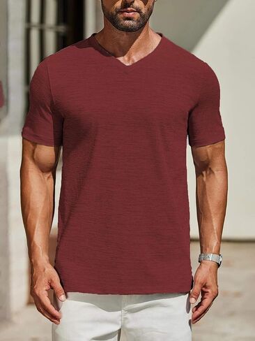 Men's T Shirts Short Sleeve Classic V Neck T-Shirt Casual Summer Basic Tee Shirt in Saudi Arabia
