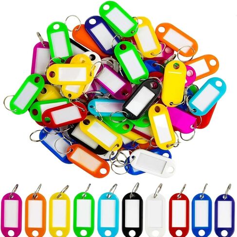50 Pcs Key Ring Tags Identifiers Name and Labels Adapt to USB Drive Pets Bags Split Ring Window in Saudi Arabia