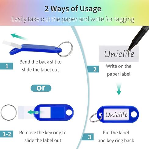 50 Pcs Key Ring Tags Identifiers Name and Labels Adapt to USB Drive Pets Bags Split Ring Window in Saudi Arabia
