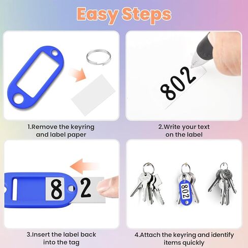 50 Pcs Key Ring Tags Identifiers Name and Labels Adapt to USB Drive Pets Bags Split Ring Window in Saudi Arabia