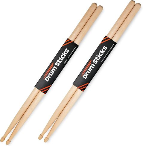 2 Pairs Drum Sticks 5A, Professional Classic Maple Wood Drumsticks, Wood Tip for Acoustic Drums or Electronic Drums, Adults, Kids and Beginners (2Pairs) (2 Pairs) in Kuwait