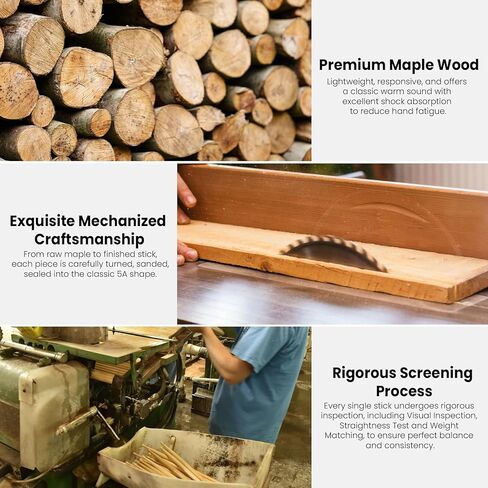 2 Pairs Drum Sticks 5A, Professional Classic Maple Wood Drumsticks, Wood Tip for Acoustic Drums or Electronic Drums, Adults, Kids and Beginners (2Pairs) (2 Pairs) in Kuwait