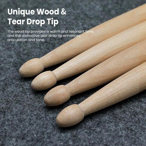 2 Pairs Drum Sticks 5A, Professional Classic Maple Wood Drumsticks, Wood Tip for Acoustic Drums or Electronic Drums, Adults, Kids and Beginners (2Pairs) (2 Pairs) in Kuwait