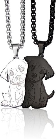 قلادة أزواج الكلاب، قلادة لطيفة على شكل لغز يجلس عليها الكلب، قلادات متطابقة هدية لعيد الحب in Kuwait