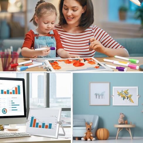 6 Pcs Small Dry Erase White Board with Stand 6 x 8'' Double Sided Magnetic Tabletop Whiteboard Mini Dry Erase Easel Board with 8 Markers 6 Magnets 6 Eraser for Drawing Office School Home in Saudi Arabia