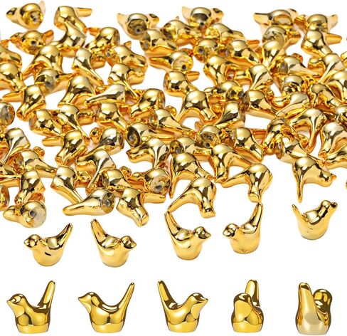 Sieral 100 Pcs Golden Mini Bird Figurines Miniature Resin Bird Statues Small Animal Statues Fairy Garden Accessories for Micro Garden Landscape Dollhouse Cake Potted Plants DIY Craft, 0.59 x 0.67 Inch in Saudi Arabia