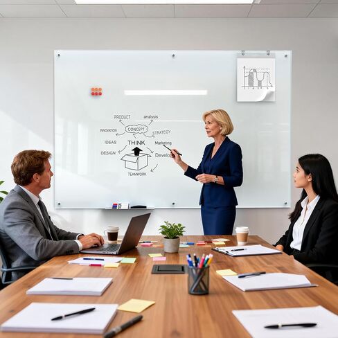 MaxGear Glass Whiteboard 72×48 Inch (6' × 4'), Magnetic Dry Erase Board for Wall with 1 Eraser, 1 Tray, 6 Markers and 6 Magnets, Large Glass Writing Board for Office, School and Conference Rooms in Saudi Arabia