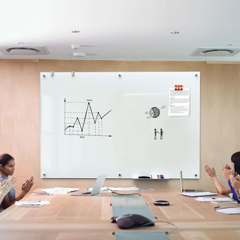 MaxGear Glass Whiteboard 72×48 Inch (6' × 4'), Magnetic Dry Erase Board for Wall with 1 Eraser, 1 Tray, 6 Markers and 6 Magnets, Large Glass Writing Board for Office, School and Conference Rooms in Saudi Arabia