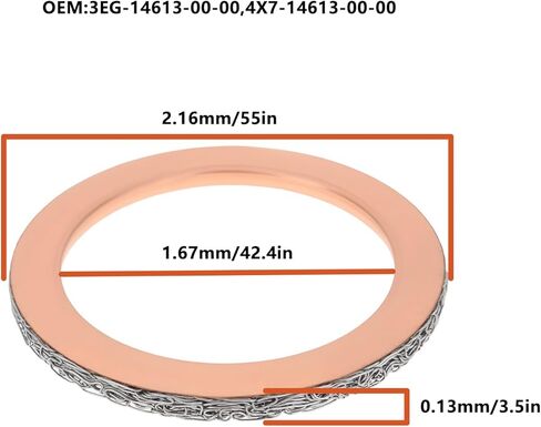 SING F LTD 2Pcs Exhaust Gasket 55x42.4x3.5mm 3EG-14613-00-00 4X7-14613-00-00 Compatible with Yamaha in Saudi Arabia