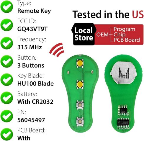 Replacement for 1999 2000 2001 2002 2003 2004 Dodge Dakota Durango Ram 1500 2500 3500 Jeep Cherokee Grand Cherokee Key Fob Remote Control GQ43VT9T 3 Buttons 315MHz in Saudi Arabia