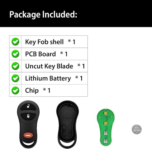 Replacement for 1999 2000 2001 2002 2003 2004 Dodge Dakota Durango Ram 1500 2500 3500 Jeep Cherokee Grand Cherokee Key Fob Remote Control GQ43VT9T 3 Buttons 315MHz in Saudi Arabia