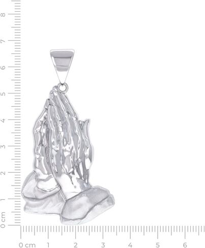 JewelryWeb 925 Sterling Silver Mens Praying Hands Symbol Religious Charm Pendant 66.4x34.4mm Wide Necklace for Men in Saudi Arabia