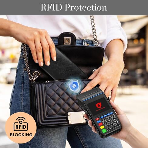 محفظة Airkit رفيعة للنساء، محفظة رفيعة لمنع RFID للسيدات، حامل بطاقات ائتمان بسيط مع جيب بسحاب، لون أزرق مخضر ساتان in Kuwait