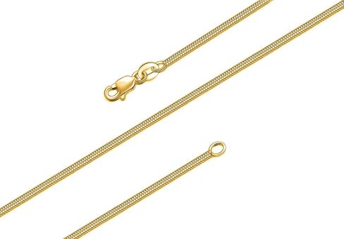 BORUO 925 Sterling Silver Snake Chain Necklace | Waterproof 14K Gold Plated Snake Chain | 1mm 1.5mm Solid Italian Nickel-Free Necklace Lobster Claw Clasp 14-30 Inch in Saudi Arabia