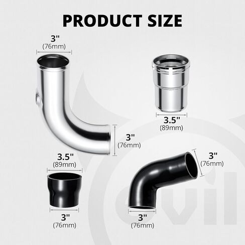 EVIL ENERGY Intercooler Piping Compatible with 2011-2016 Ford F250 F350 F450 6.7L PowerStroke V8 Diesel, Aluminum Intercooler Pipe Kit Cold Side, Silver in Saudi Arabia