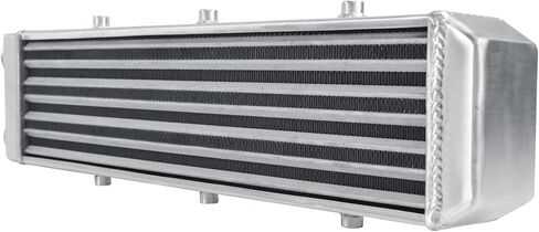 Universal Aluminum Intercooler 26.3''x7''x3.3" Same Side Mount Intercooler 2'' Inlet and Outlet One Side Universal Aluminum Turbo Intercoolers Replacement for Turbo Charger System in Kuwait