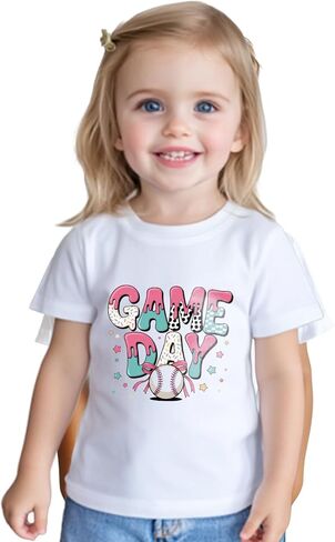 لعبة يوم قميص للطفل قميص كرة القدم الفتيات الفتيان البيسبول تي شيرت الجرافيك المحملة ملابس قطنية لطيف كم قصير بلايز 2-8T in Kuwait