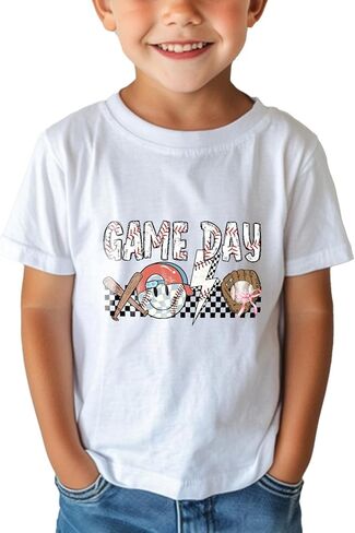 الفتيان الفتيات لعبة يوم تي شيرت للطفل قميص كرة القدم الاطفال البيسبول المحملة ملابس قطنية لطيف قصيرة الأكمام بلايز 2-8 سنوات in Kuwait
