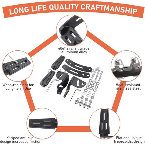 مسند للقدمين من الألومنيوم وقابل للتعديل على الطرق السريعة يناسب 2010-2019 Can-Am Spyder RT مع لوح أرضية المصنع، أسود in Kuwait