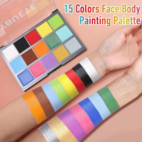 لوحة رسم للوجه والجسم مكونة من 15 لونًا، طلاء وجه زيتي قابل للغسل للنساء والكبار، مكياج احترافي لمكياج أزياء SFX، وحفلات الهالوين التنكرية، وديكورات المهرجانات (1.32 أونصة) in Kuwait