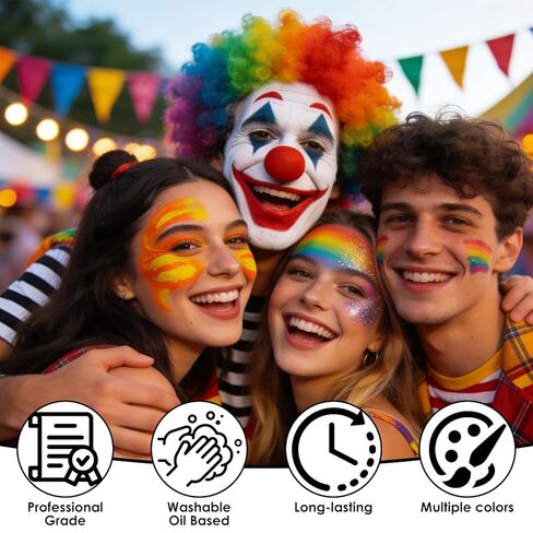 لوحة رسم للوجه والجسم مكونة من 15 لونًا، طلاء وجه زيتي قابل للغسل للنساء والكبار، مكياج احترافي لمكياج أزياء SFX، وحفلات الهالوين التنكرية، وديكورات المهرجانات (1.32 أونصة) in Kuwait