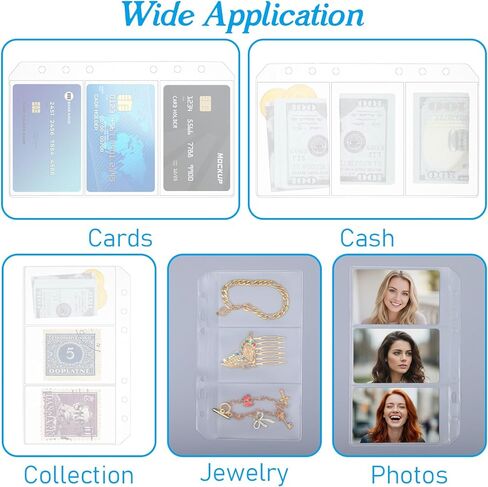 10 Pack A6 Binder Pockets Multi-Compartment Clear A6 Binder Inserts 6 Hole Zipper Folders Sleeves PVC Cash Envelopes Waterproof Document Pouch Card Loose Leaf Bags Divided for Budgeting Planner in Saudi Arabia