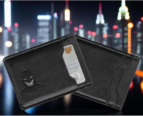 Leather Hero ID Wallet for Men and Woman - Stylish Superhero Design, Durable Bifold Wallet with Multiple Card Slots, Cash Compartment, and Iconic Logo - Gift for All (Batmen) in Saudi Arabia